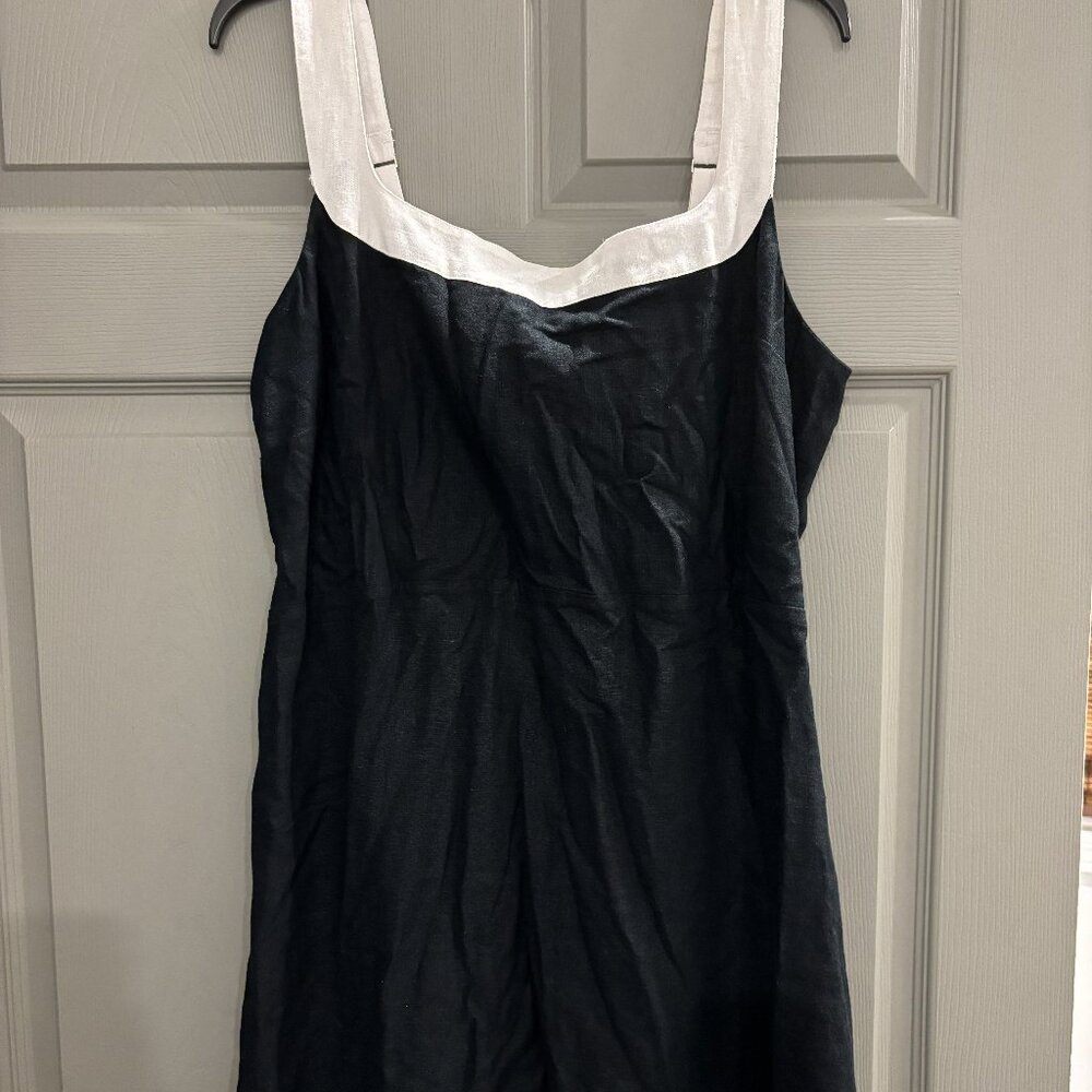 Abercrombie Linen-Blend Wide Strap Mini Dress - Black & White